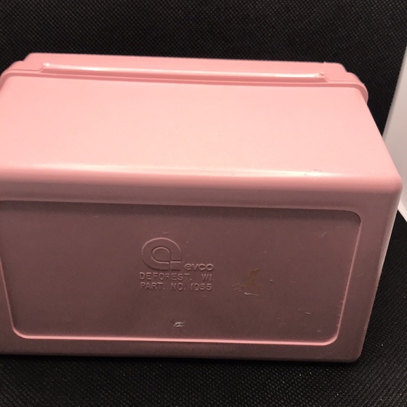 Kitchen Vintage Light Coral Pink Recipe Box With Vintage Recipe Cards